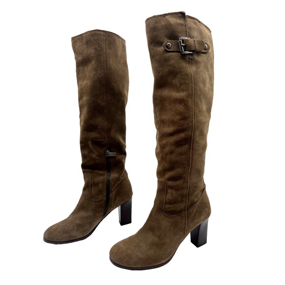 WOMENS MICHAEL KORS BURKE TALL WESTERN SIZE 6 M HEELED SUED BOOTS - Picture 5 of 9